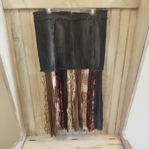 Ashley Stewart Boho Denim Sheer Animal Print Skirt